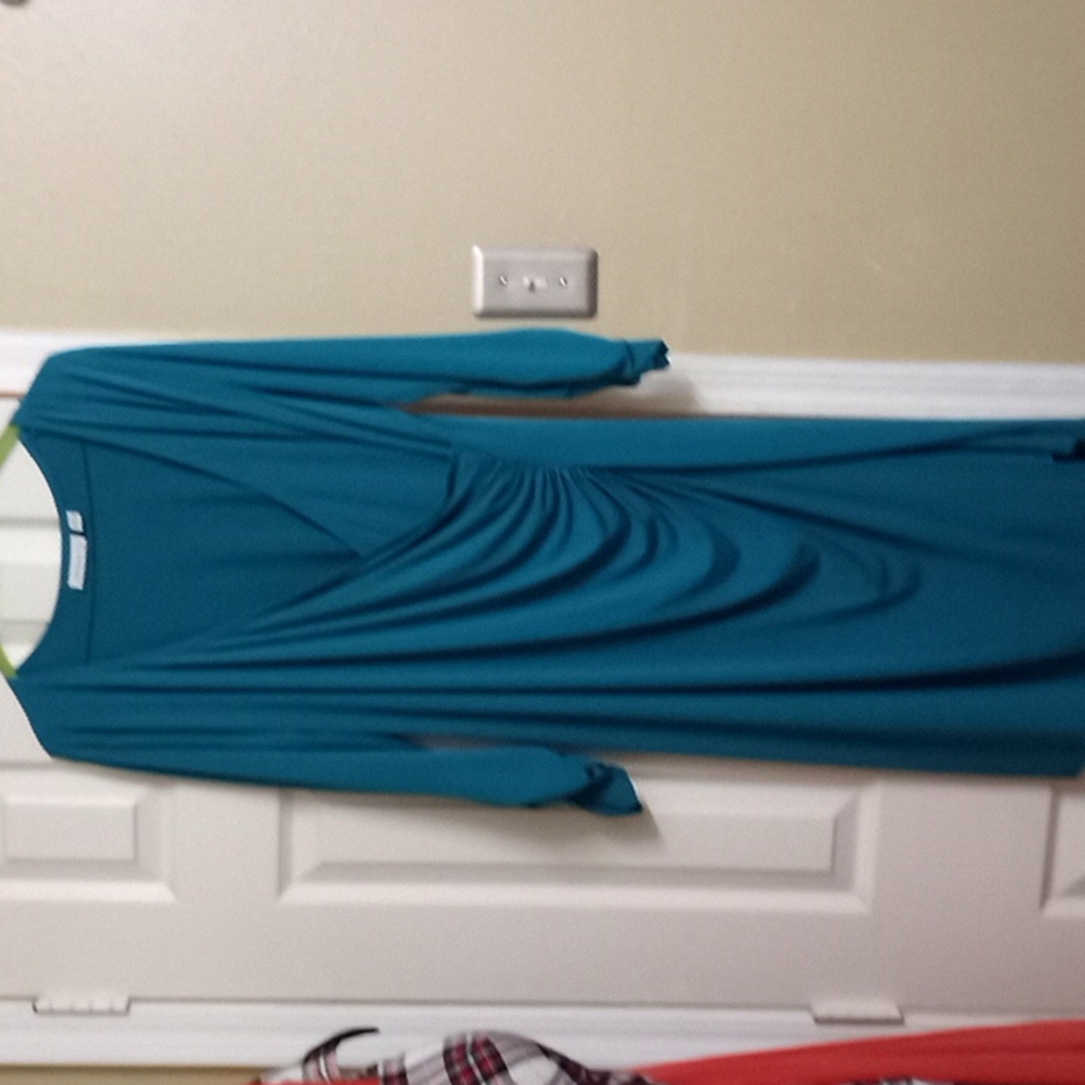 Susan Graver Blue Sheath Dress with Dolman Sleeves